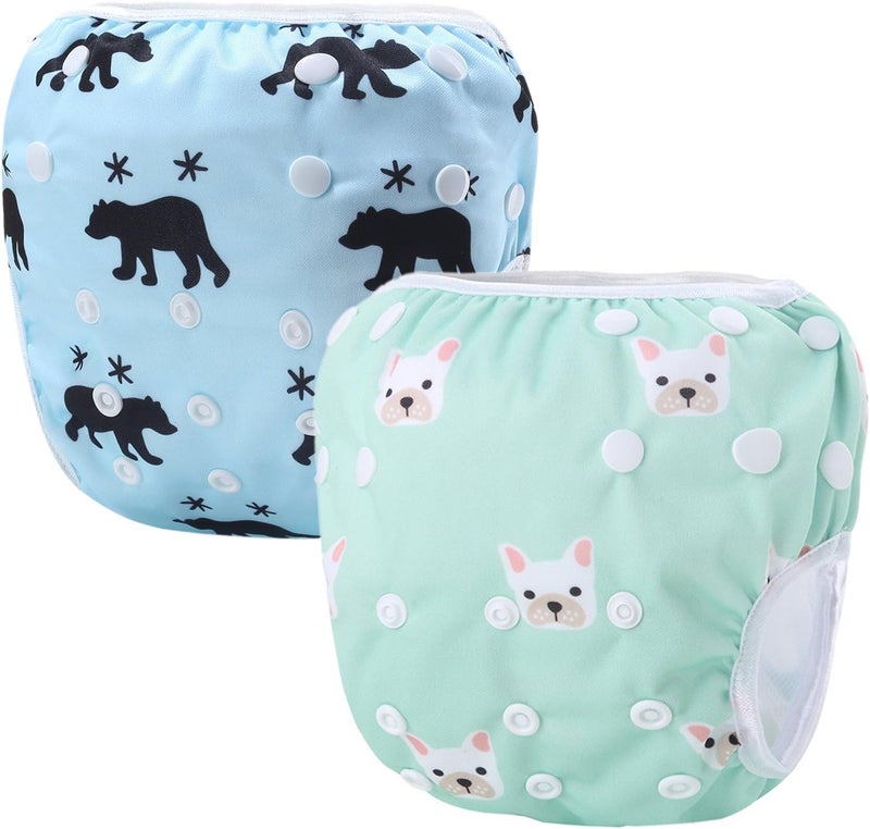 storeofbaby Reusable Swim Diapers Covers Waterproof Swimming Pants for 8-36lbs Unisex Baby Pack of 2 - Image 1